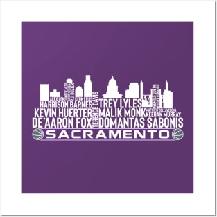 Sacramento Basketball Team 23 Player Roster, Sacramento City Skyline Posters and Art